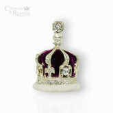 Decorative crown with purple center and gold accents on a white background, branded 'Crowns & Regalia'.